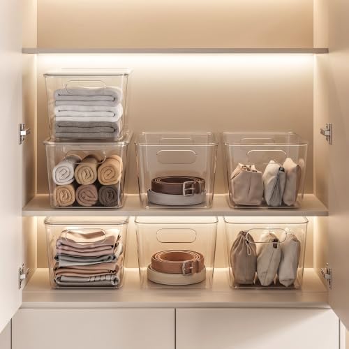 JOYZAN Stackable Plastic Storage Bins with Lids Clear Organizer Bins - Image 7