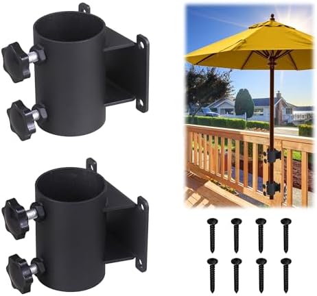 2PCS Patio Umbrella Holder Heavy Duty Outdoor Umbrella Stand Patio Umbrella Holder clamp ,Adjustable Patio Umbrella clamp Railing for Deck Railing,Fences,Docks,Courtyard Balcony, Patios by Wdwlbsm