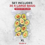 Chef Preserve Reusable Vacuum Sealer Bags for Food - 30 BPA-Free XL Large (12 x 20 in) Food Storage Bags, Freezer, Microwave - Odor-Resistant, Leak-Proof - Compatible with Chef Preserve Vacuum Sealers - Image 2