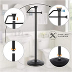 ZCCZ - Free Standing Toilet Paper Holder Stand with Reserve, Bathroom Tissue Dispenser Storage for 5 Mega Rolls, Black Toilet Paper Roll Organizer for Modern Bathrooms - Image 5