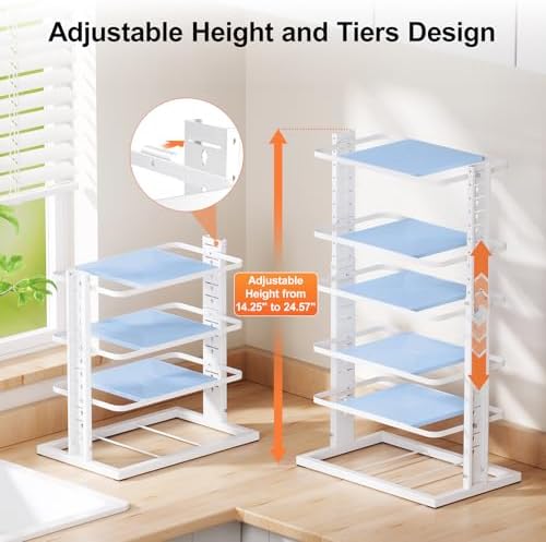 LAMU Pots and Pans Organizer for under Cabinet, 6-Tier Heavy Duty Pan Pot Organizers inside Cabinet Adjustable 14 to 24.57", Pot Rack Kitchen Cabinet Organization and Storage Holds up to 12" Cookware - Image 3