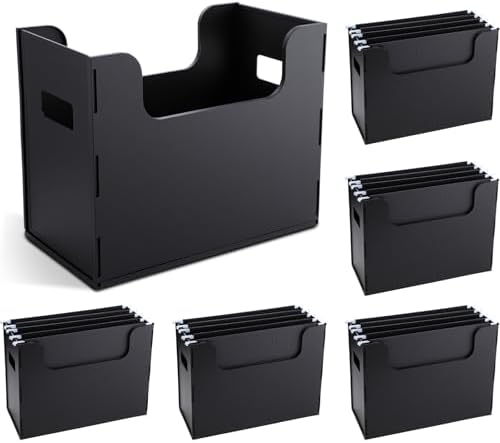 6 Pcs Portable Desktop File, Filing Organizer, Black by Trandraft