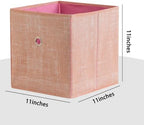 Foldable Storage Cubes Bins ,11 Inch Cloth Storage Cube Fabric Storage Box Cubes Organizer Baskets with Handles for Home Organizer Set of 6 (Cowboy Pink) - Image 2