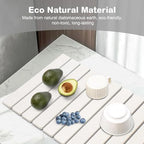 2Pcs Large Stone Dish Drying Mat for Kitchen Counter, Foldable Super Absorbent Diatomaceous Earth Mats with Anti-Slip Leather Base, Quick Drying Modern Dish Mat (White, 24"x 16" & 8"x 4" ) - Image 3