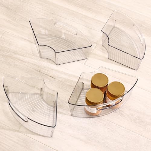 iDesign Lazy Susan 1/4 Wedge Bin with Handle, Set of 4, Clear - Image 7