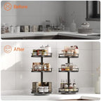 HOOBRO Lazy Susan Organizer, Rotating Spice Rack, 3-Tier Organizer, Turntable Spice Rack, Vertical Storage Organizer, for Kitchen Countertop, Vanity, Dining Table, Black BB09TL01 - Image 7