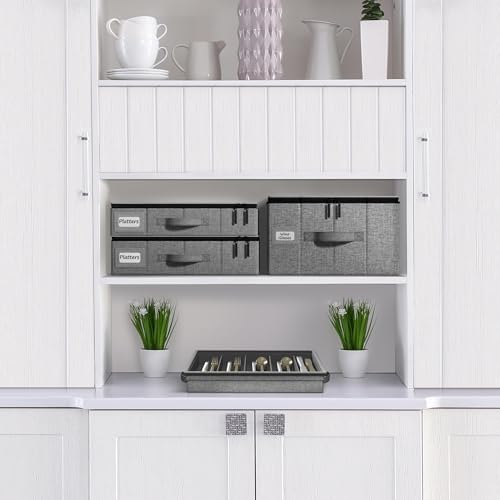 Sorbus Platter Storage Case for Dinnerware (2 Pack, Gray) - Image 2