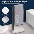 NearMoon Hand Towel Holder with Balanced Marble Base, 304 Stainless Steel Stand Towel Ring L Shape Hand Towel Rack Free-Standing Towel Bar for Bathroom Kitchen Countertop (Single Rod, Matte Black) - Image 5