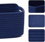 MiniArk Small Storage Baskets for Organizing | Closet Organizer Bins | Shelf Toy Basket | Woven Rope Baskets | Cube Decorative Box | Shallow Basket | 13x8.5x5.1” | 3 Packs Navy Blue - Image 2