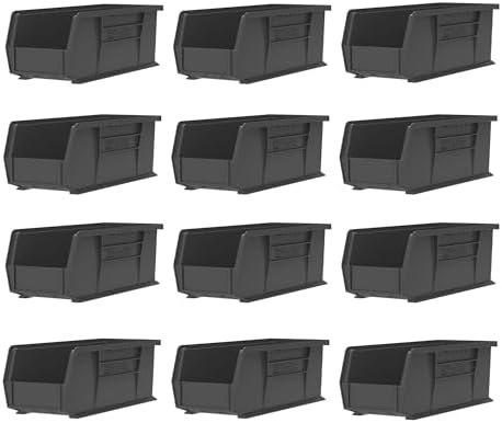 Akro-Mils 30234 AkroBins Plastic Storage Bins, 15"x5"x5", Black, 12-Pack - Image 4