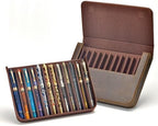 Lanxivi 12 Fountain Pen Case Genuine Leather Organizer, Crazy Horse Cowhide Leather Portable Pen Bag Pouch Drawer Style - Image 3