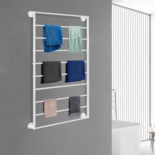 10-Tier Wall Mounted Scarf Rack, Tie & Scarf Holder, Towel Storage Rack, White, Iron, Baking Paint, Coating - Image 6