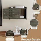 Wooden WiFi Router Storage Box Hider Shelf, Decorative Projector Box Hider Rack Countertop, for Cable, Modem, Internet, Router Power Cover Storage Organizer Cabinet Wall Mounted, Moss Gray - Image 3