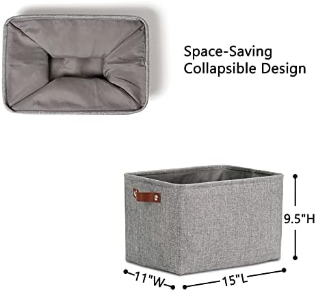 DULLEMELO Medium Storage Baskets for Organizing, Rectangular Fabric Storage Bins Collapsible, Perfect for Shelves, Closets, Nursery, Home, Office, Empty Gift Baskets (3-Pack,Grey) - Image 4