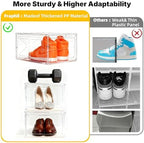 Thick & Sturdy Clear Shoe Boxes with Magnetic Front Door, Stackable Plastic Sneaker Storage Organizer for Closet, Space-Saving Foldable Shoe Containers for Boots & Heels, Durable Shoe Cabinet, 6 Pack - Image 5