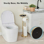 Freestanding Toilet Paper Holder with Shelf, Gold Toilet Paper Stand with Storage Tray and Space for 4 Extra Rolls - Image 5