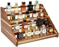 Acacia Wood 4 Tier Slanted Cologne Stand for Men, Wooden Fragrance Display Rack for Dresser Counter Bathroom Vanity by Arflo