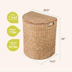 KOUBOO Seagrass Half Moon Basket, Handwoven Laundry Hamper Basket with Lid, Handles, & Removable Liner, Home Decor and Organization, Natural - Image 4