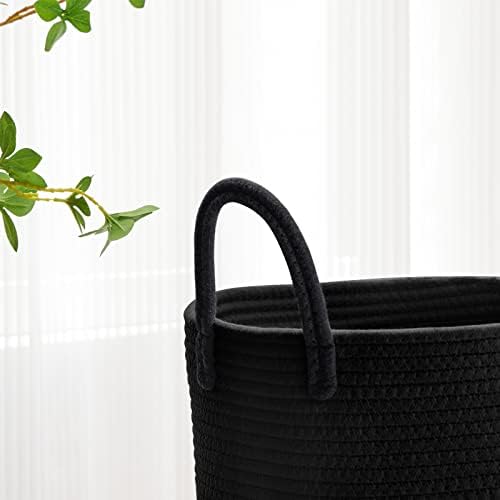VIPOSCO 58L Tall Woven Laundry Basket Hamper, Black - Image 3
