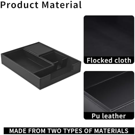 4 Pack Leather Office Supplies/Desk Organizer for Letter Paper Tray,Sticky Note Holder,Pen Cup,Stackable Small Letter Mail Sorter Tray,Workspace Decor for Women Men (Black, 4-piece set) - Image 5