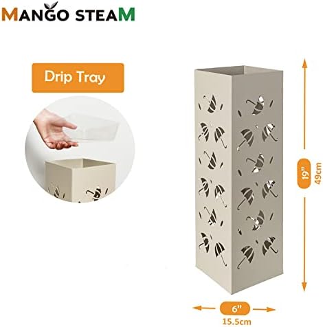 Mango Steam Metal Square Tall 19.5" Umbrella/Cane/Walking Stick/Wrapping Paper Holder, Stand, Rack Organizer (Brollies Almond) - Image 3