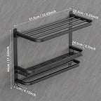 CAXIMSY 22.8Inch Towel Rack for Bathroom and Lavatory Towel Hanger with Wall Mount Towel Bars 304 Stainless Steel No Drill (Collapsible Black Towel Rack with Bathroom Organize Shower Shelves) - Image 2