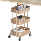 Simple Houseware 3-Tier Utility Cart, Low 24" Height Fits Under Desk, Khaki by SimpleHouseware
