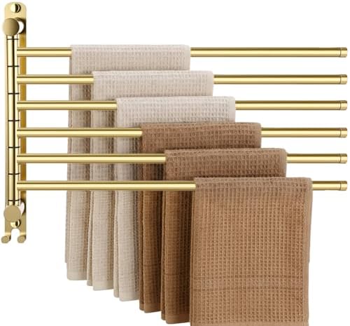Teenyyou 20.4" Swivel Towel Rack 6 Arms 304 Stainless Steel Gold by Teenyyou