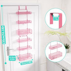 HapiRm Over Door Organizer Storage - Separable Door Organizer Hanging with 6 Metal Large Capacity Baskets for Bathroom Bedroom Kitchen Pantry Closet (Pink) - Image 3