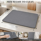 Stone Drying Mat for Kitchen Counter, Stone Dish Drying Mat with 4 Wooden Feet & Foldable Stainless Steel Dish Drying Rack for Sink Area, Apartment, RV & Small Household Kitchen - Image 6