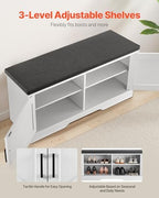 VEVOR Shoe Storage Bench with Padded Cushion & 2 Barn Doors, Entryway Bench 39.4 x 14.0 x 18.1 Inches, for Entryway, Hallway, Living Room, Bedroom - Image 6