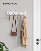 SONGMICS Wall-Mounted Coat Racks, Set of 2, 8 Dual Metal Hooks - Image 2