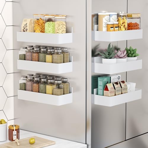 Mystozer Magnetic Spice Rack for Refrigerator White, 6 Pack by Mystozer