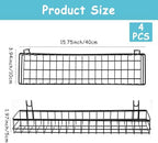 4 Pcs 15.75 x 3.94 x 1.97 Inch Black Metal Grid Wall Hanging Basket, Wire Storage Organizer Baskets with Hooks for Kitchen, Bathroom, Home Decor - Image 2
