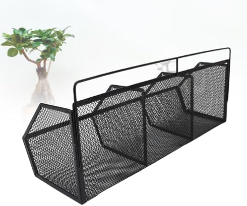 Metal Wire Basket, 3 Grids Wall Hanging Baskets, Wall Mount Slanted Opening Storage Organizer for Kitchen Bathroom Laundry Room Home Coffee Bar Office Garage (Black) - Image 5