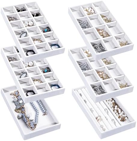 Frebeauty Jewelry Trays for Drawer,Set of 6 Jewelry Organizer and Storage by Frebeauty