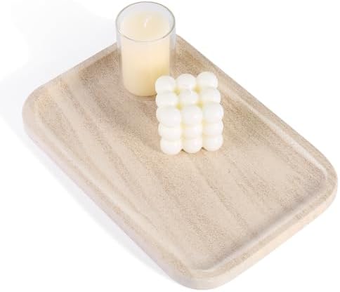Karibiber Marble Vanity Tray, Bathroom Tray Countertop, Decorative Dresser Organizer, Perfume, Jewelry Holder, Beige Stone Serving for Kitchen Sink Storage(MOCA Cream) by Karibiber