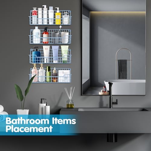 Spice Rack Wall Mount, 4 Pack Spice Organizer, Light Blue - Image 7