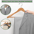 Amber Home 6 Pack Wide Shoulder Bamboo Wood Suit Coat Hangers - Image 6