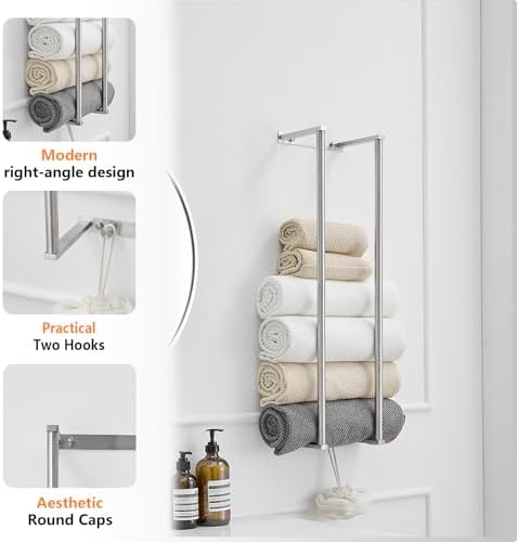 BWE Brushed Nickel Towel Rack Bathroom 28" Towel Holder for Rolled Towels - Image 4