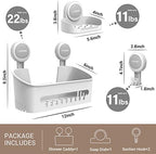 LUXEAR 4 Pack Shower Caddy Set - Suction Cup Shower Shelf+Soap Dish+Hooks - 1 Sec Installation NO-Drill Removable Powerful Waterproof Organizer for Bathroom/Kitchen/RV 22LBS Capacity Removable - Image 2