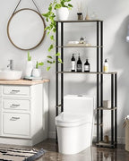 Over Toilet Shelf Organizer, 5-Tier Toilet Storage Rack with Side Racks Over The Toilet Stand for Bathroom Balcony Laundry, Grey/Black by VPSMATHOME