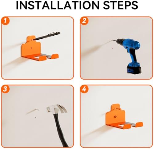 JNIHEEP Garage Organizer Trimmer Rack,Garden Power Tool Hanger,3Pack,Orange - Image 6