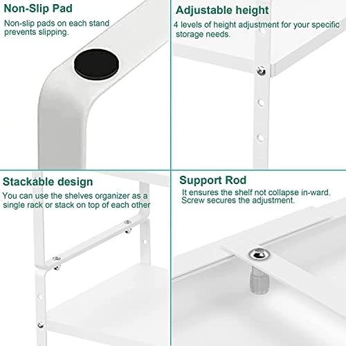 iPEGTOP Expandable Cabinet Storage Shelf Organizer Rack, Heavy Duty Cupboard Stand Spice Rack Adjustable Height Garage Pantry Shelf Space Riser for Counter Kitchen Organization, White, 3 Pack - Image 7