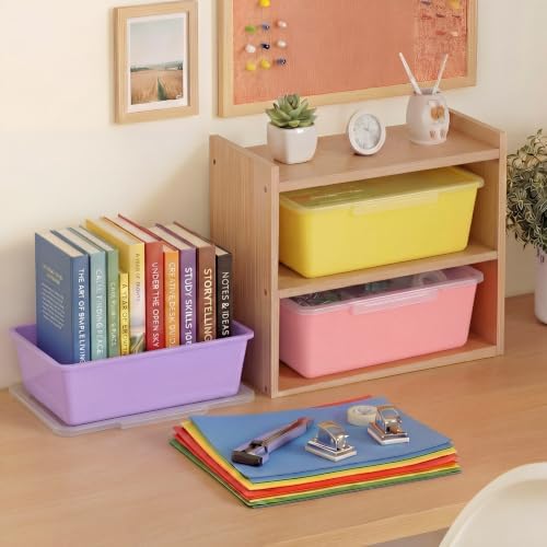 10 Pcs Classroom Storage Cubby Bins with Latching Lid,Macaron - Image 6