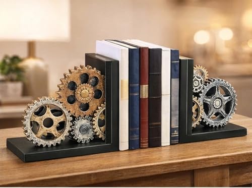 Bellaa Gear Bookends, Steampunk, Heavy Duty, 20881 by Bellaa