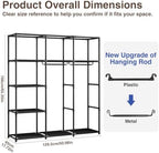 SORCEDAS Portable Closet Wardrobe with Hanging Rods Shelves Clothes Storage - Image 3