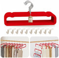 Velvet Felt Pants Hangers 30 Pack, with Cascading Hooks (Red) by UEAKPIC