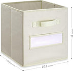 Fabric storage cubes (Set of 8) 11 Inch Cube Storage Bin, Cube storage with 8 Labels Window Cards & a Pen, Foldable cube organizer bins,11x11 Storage bin, Cubby Organizer Boxes, Beige - Image 3