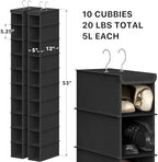 Simple Houseware 2 Pack 10 Shelves Hanging Shoe Organizer, Black - Image 2
